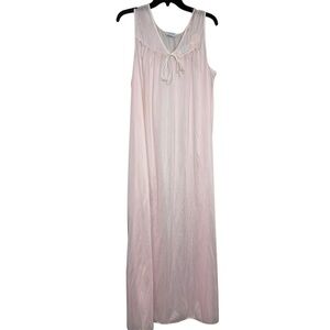Lorraine Made in USA Vintage Pink Women's Nightgown Large Nylon 80s 90s Floral